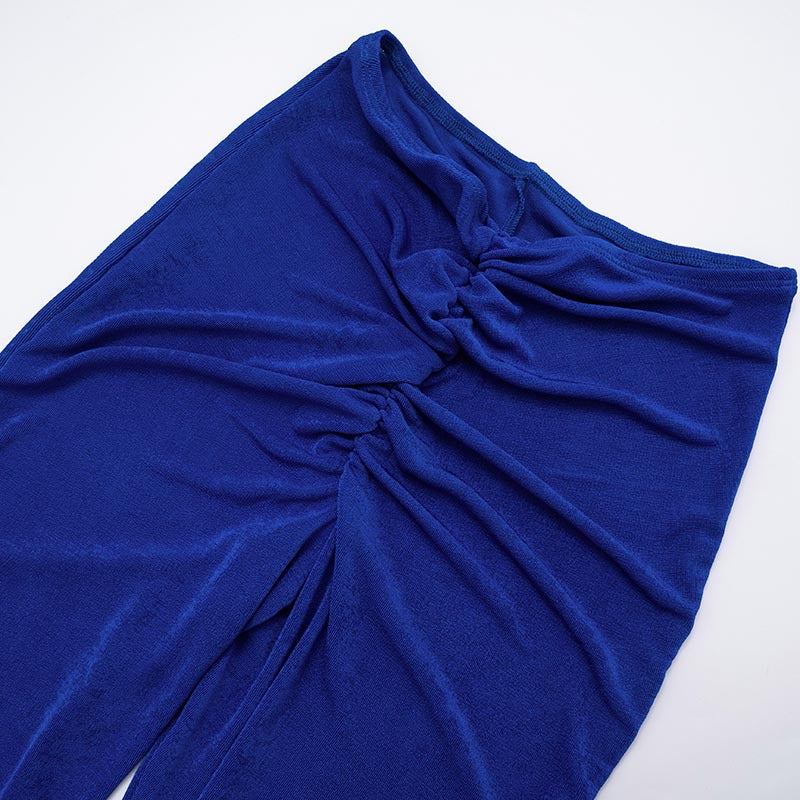 MB1055 Women's Draped Neck Top and Skinny Pants Two-Piece Set