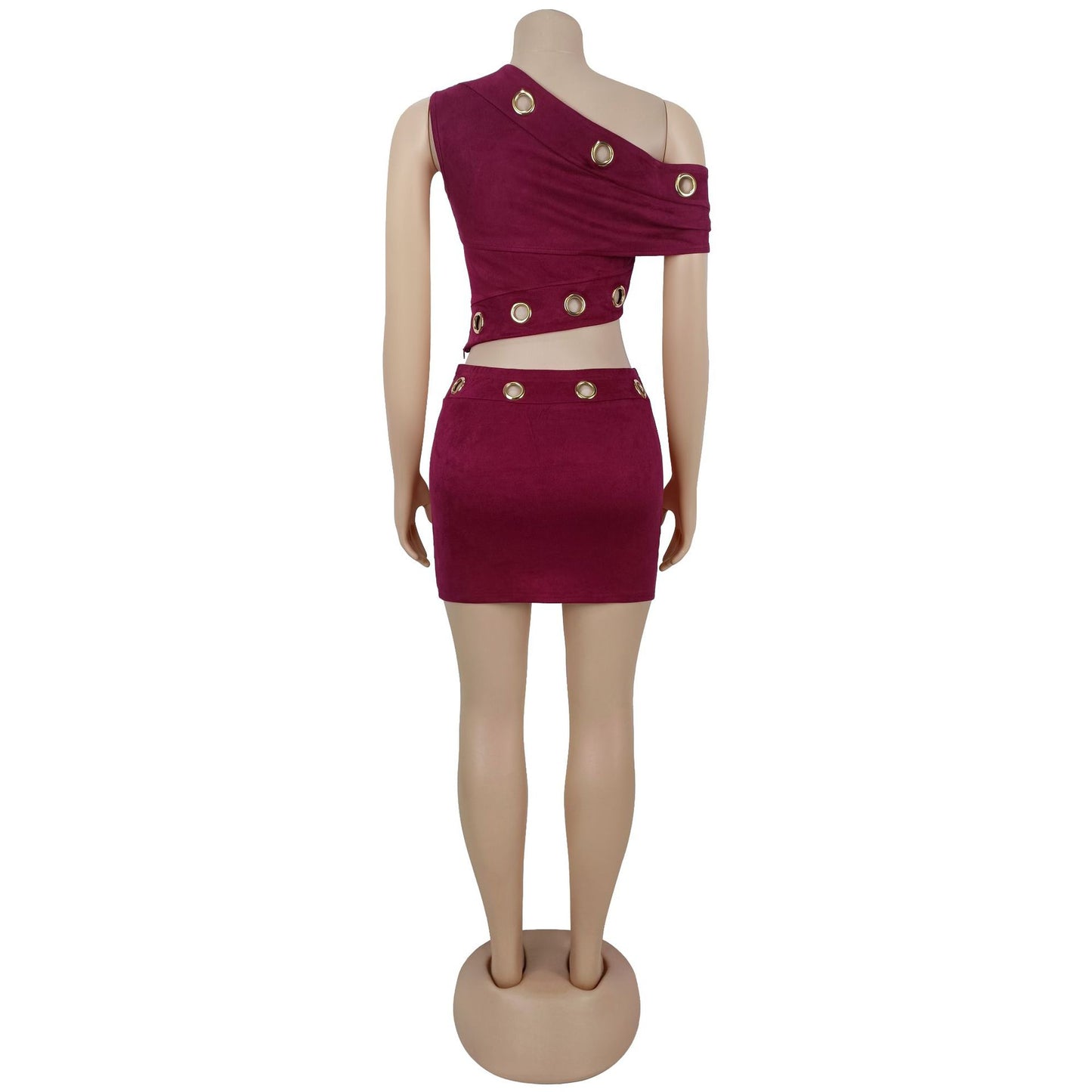 MB1624 Women's Crop Top and High Waisted Bodycon Mini Skirt 2 Piece Set