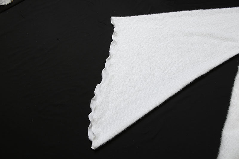 MB1129 White Plunging Cowl Neck Bell Sleeve A-Line Mini Dress