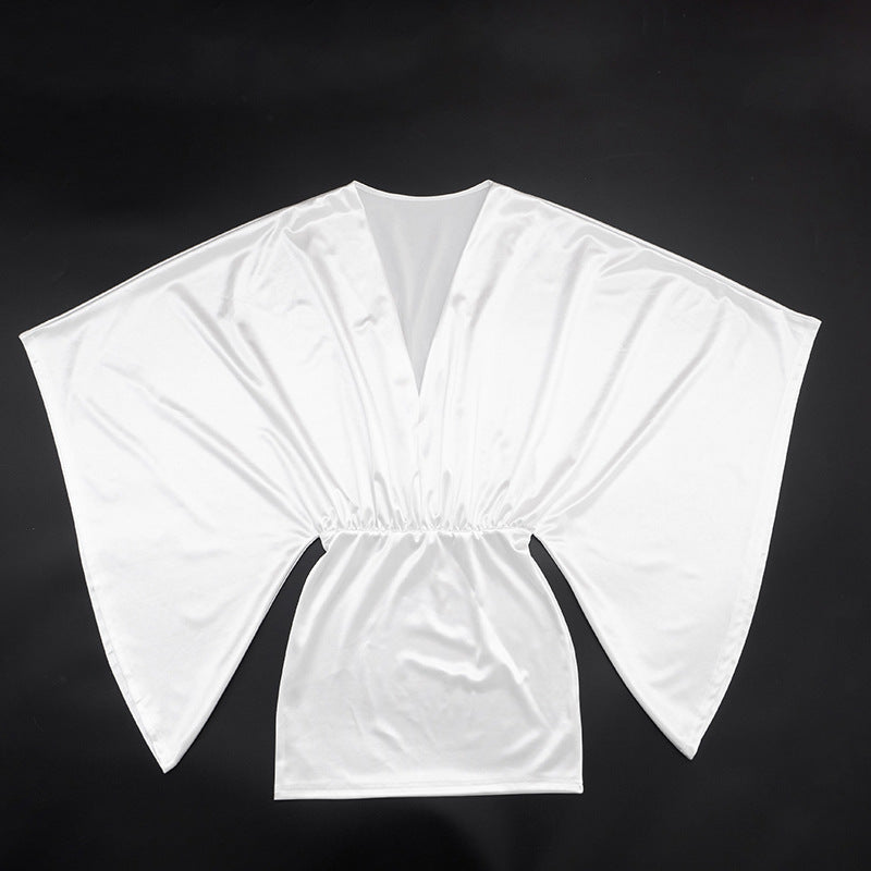 MB1072 Batwing Sleeve V-Neck Bodycon Mini Dress