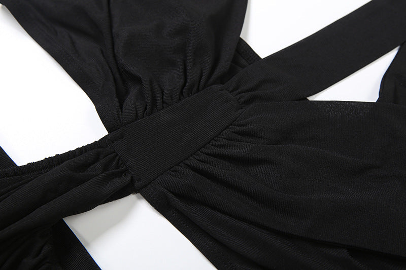 MB1819 Women's Black Off-Shoulder Cross Front Cutout Maxi Dress