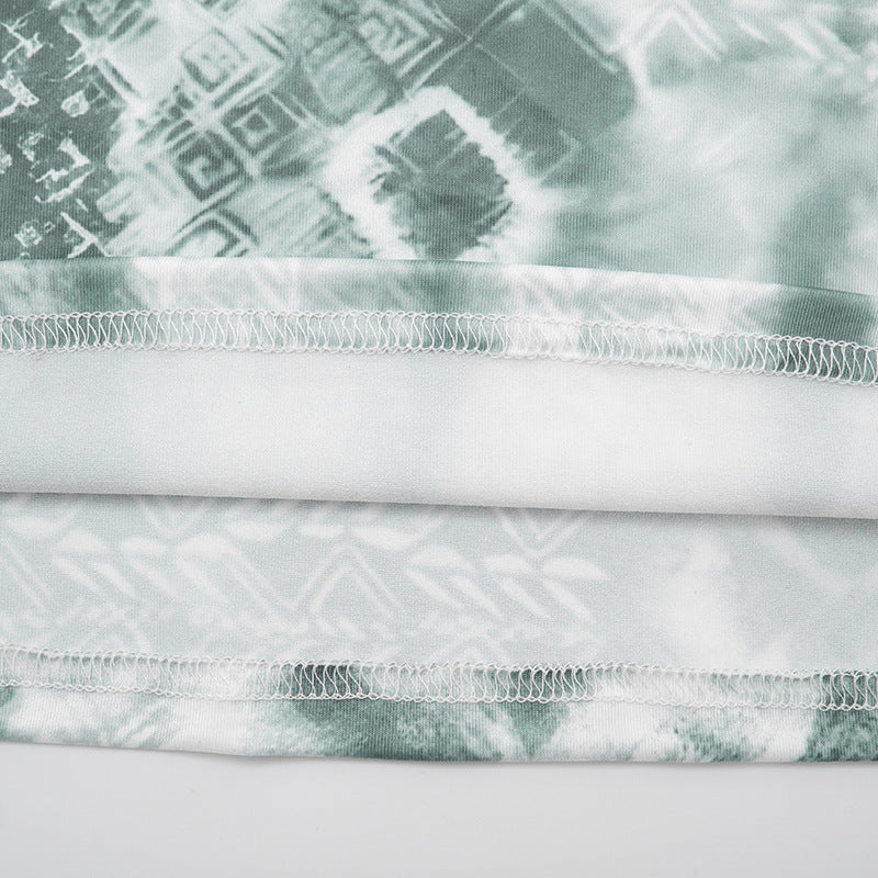 MB10114 Green Tie-Dye Cutout Maxi Dress