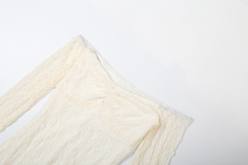 MB1135 Off-the-Shoulder Lace Mermaid Maxi Dress