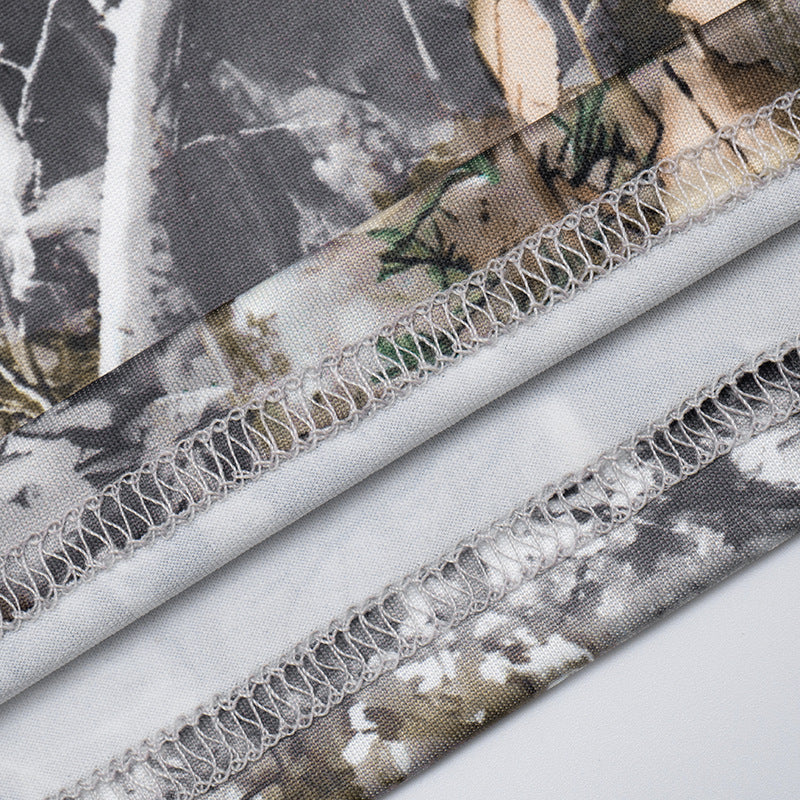 MB10125 Leaf Camo Print Two Piece Set - Crop Top & High Waist Pants