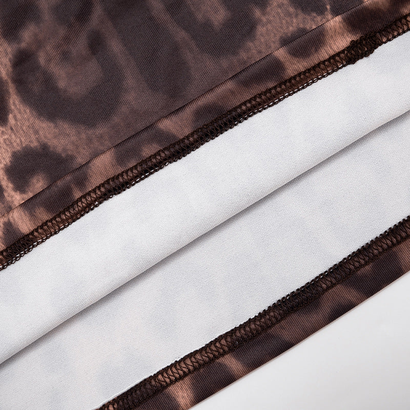 MB1436 Leopard Print Sheer Turtleneck Maxi Dress