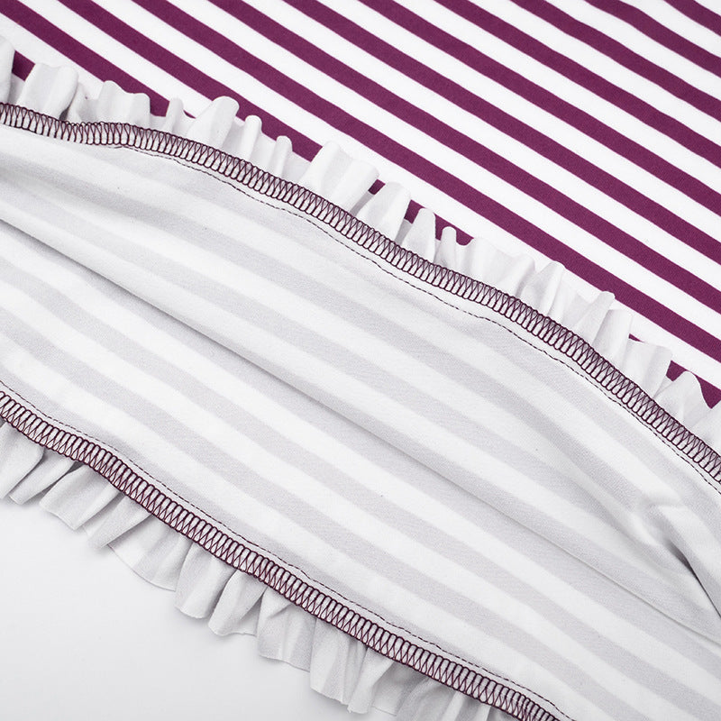 MB1433 Striped Turtleneck Mini Dress with Matching Scarf