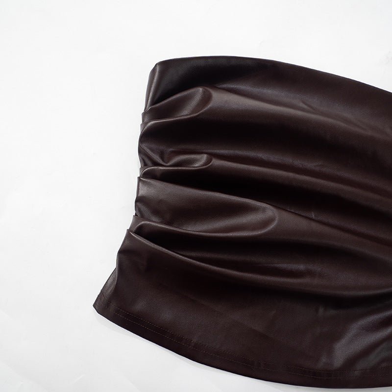 MB1005 Leather Strapless Tube Top for Women