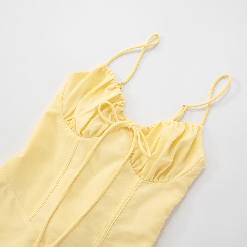 MB1024 Pleated Spaghetti Strap A-Line Mini Dress