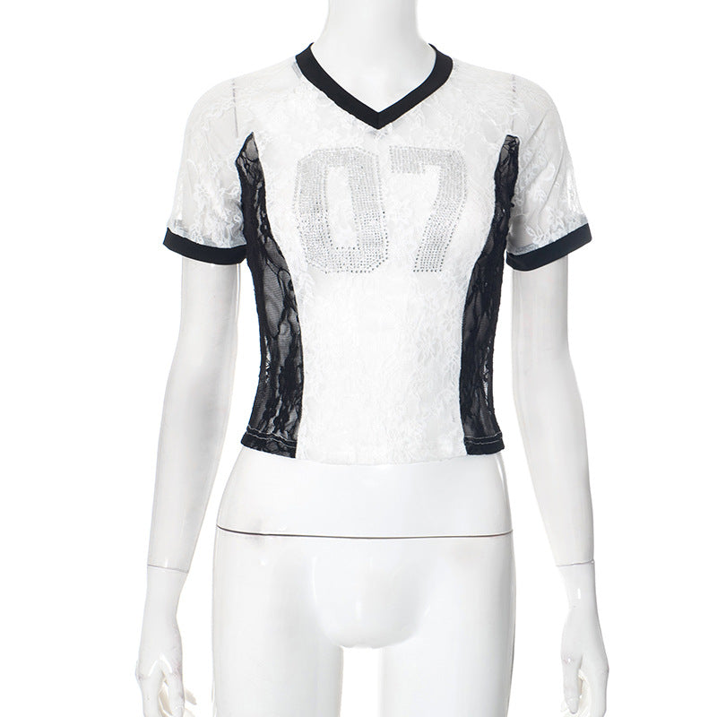 MB1003 Mesh Shirts for Women with Rhinestones