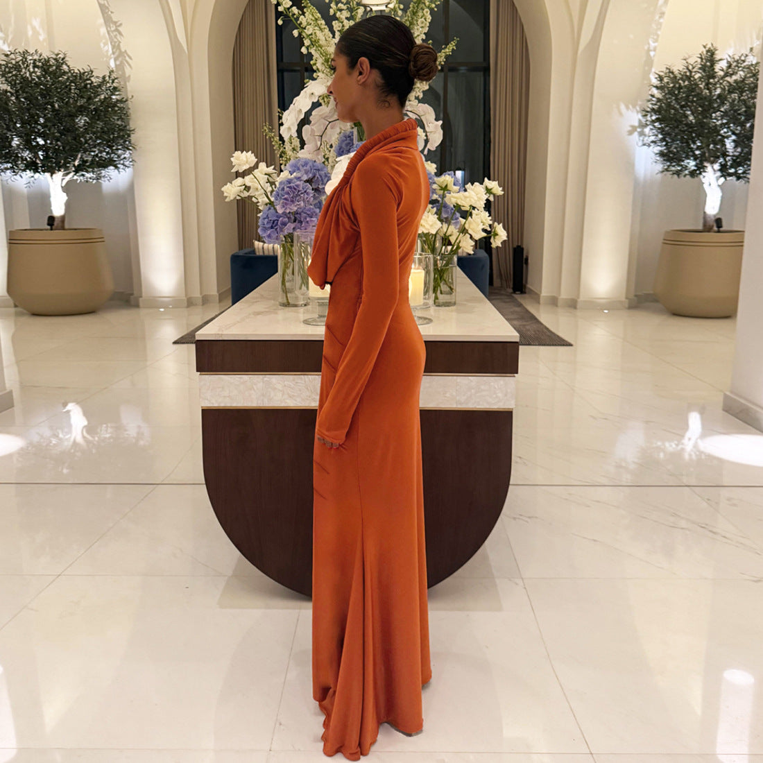 MB1828 Women's Long Sleeve Bodycon Evening Gown