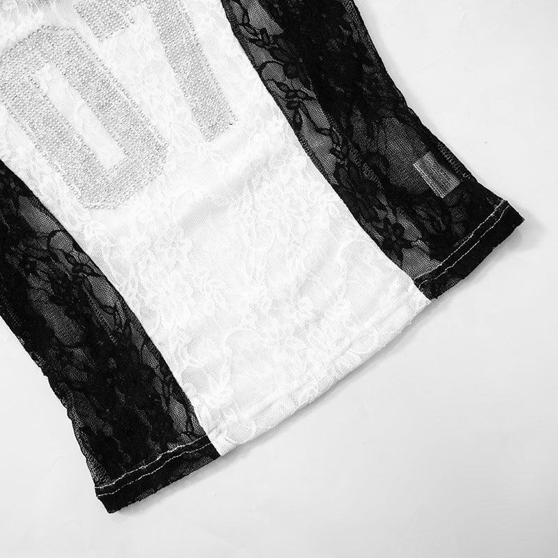 MB1003 Mesh Shirts for Women with Rhinestones