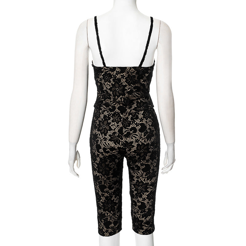 MB1010 Two Piece Black Lace Outfit for Woman