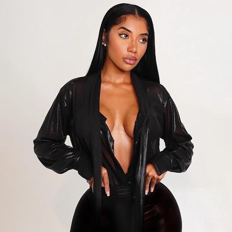 MB1070 Women's Shiny Satin Two-Piece Set