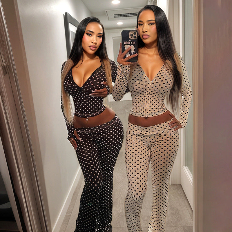 MB1036 Polka Dot Hoodie & Bodycon Pants Lounge Set