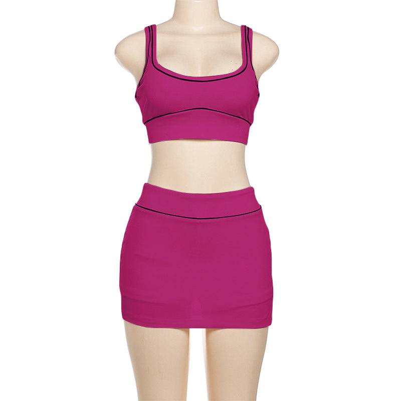 MB1115 Crop Top & Bodycon Mini Skirt Two Piece Set