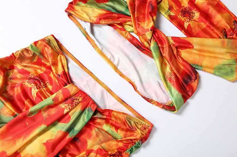 MB1833 Women's Off Shoulder Two Piece Maxi Skirt Set