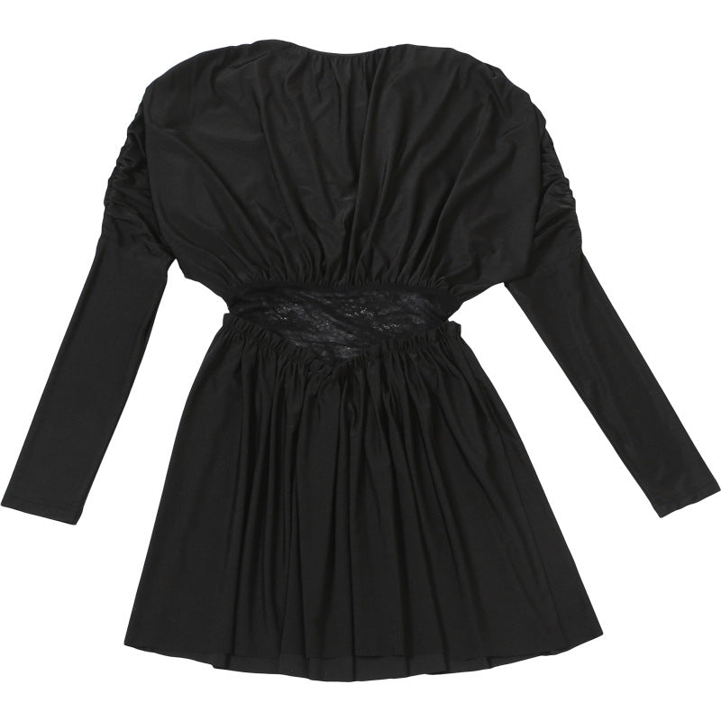 MB1126 Black Lace Long Sleeve Mini Dress