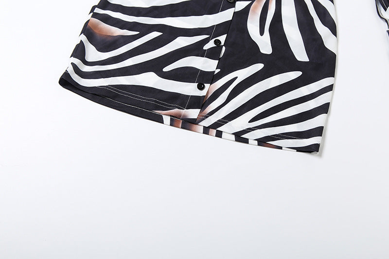 MB1142 Zebra Print Shirt Dress for Women