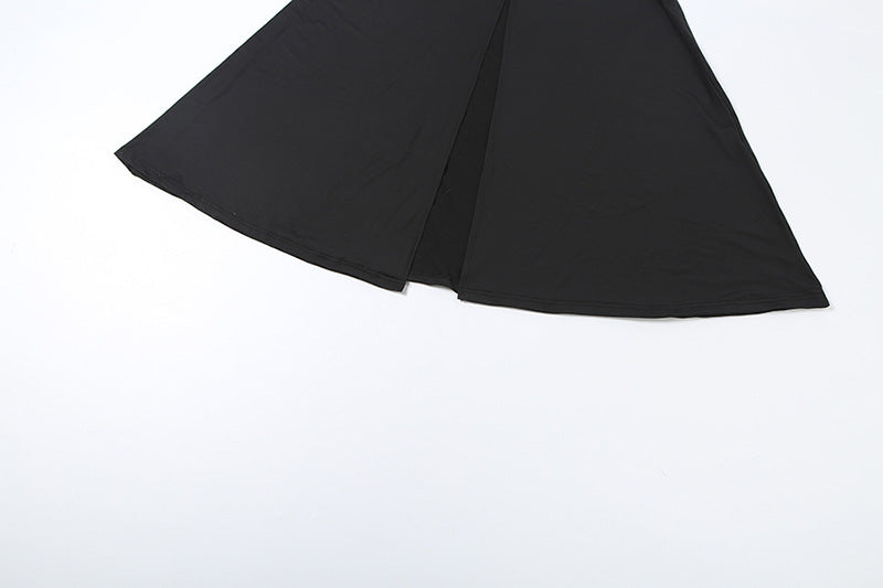 MB1829 Women's Cut Out Long Sleeve 2 Piece Set - Crop Top & Maxi Skirt