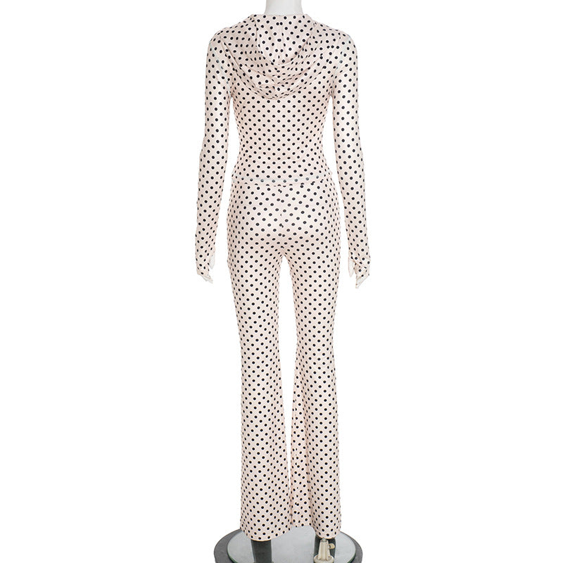 MB1036 Polka Dot Hoodie & Bodycon Pants Lounge Set