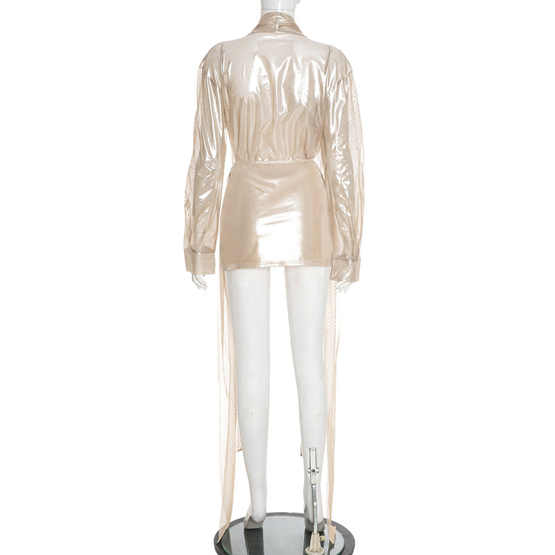 MB1070 Women's Shiny Satin Two-Piece Set