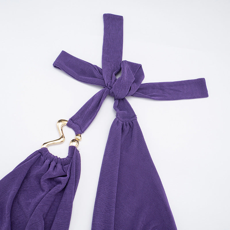 MB1055 Women's Draped Neck Top and Skinny Pants Two-Piece Set