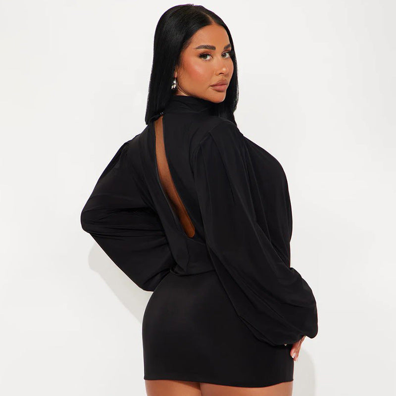 MB1068 Women's Halter Neck Top and Mini Skirt Two-Piece Set