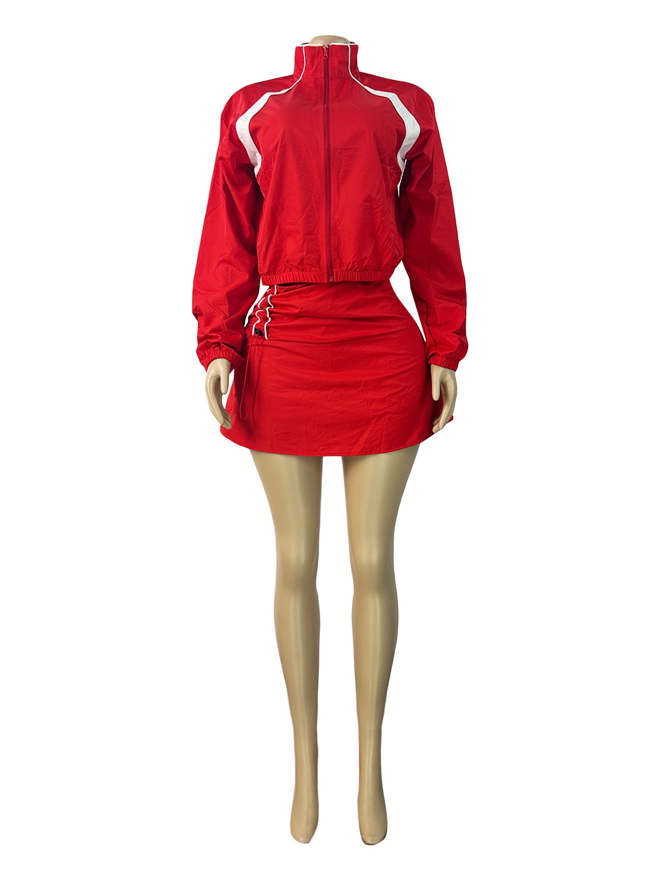 MB1728 Two Piece Tracksuit Set – Zip Up Crop Jacket & Lace Up Skort with Built-in Shorts