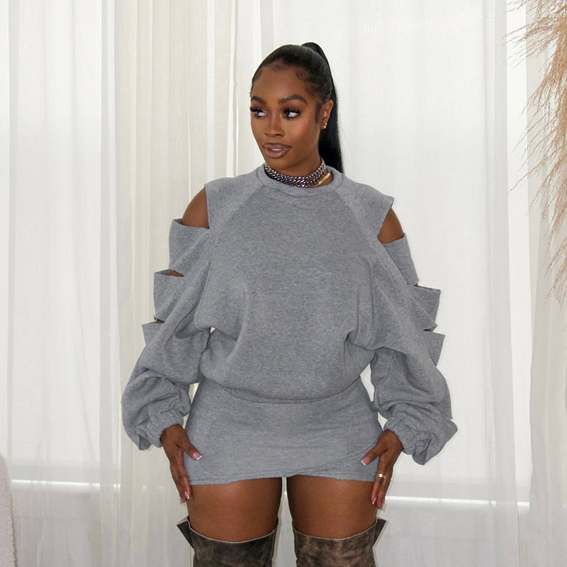 MB1091 Cutout Top & Bodycon Mini Skirt Set