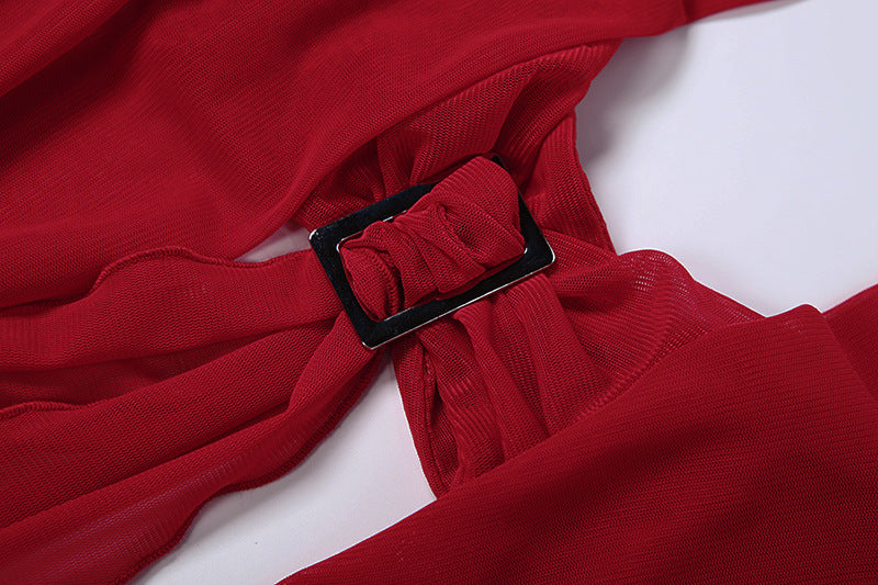 MB1531 Women's Cut Out Maxi Dress with Sheer Mesh Panels