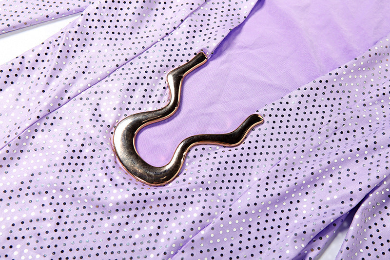 MB1143 Sequin Deep V Mini Dress with Feather Cuffs