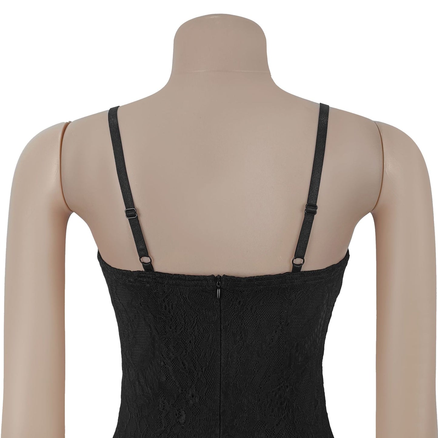 MB1626 Women's  Lace Spaghetti Strap Sheer Maxi Dress