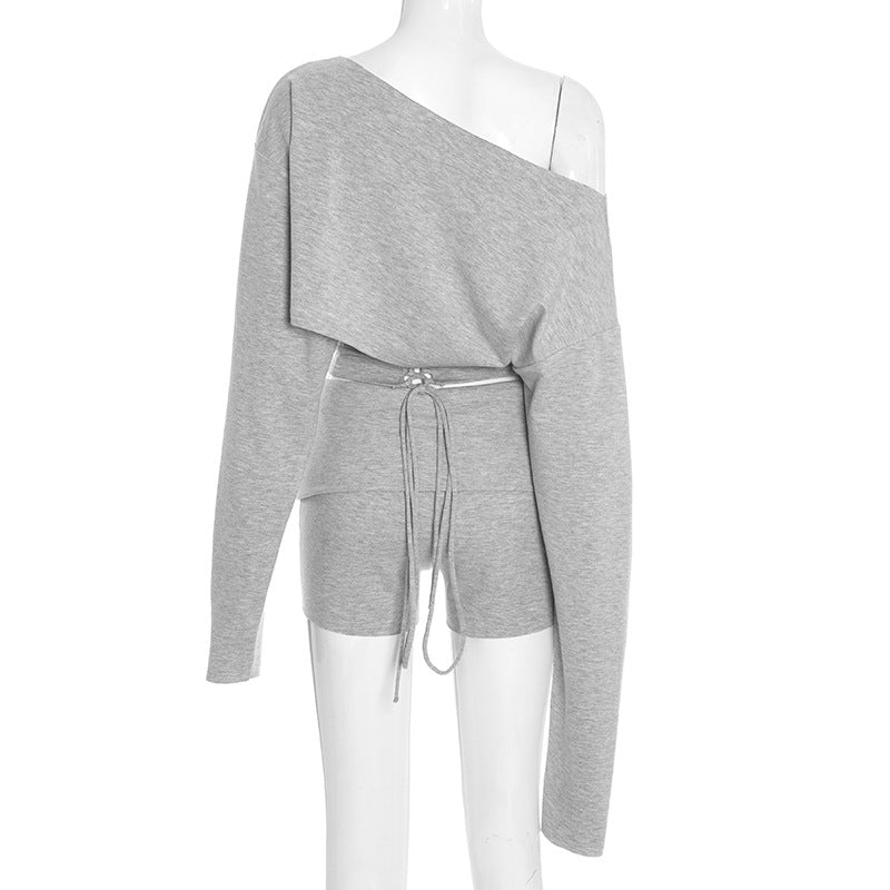 MB1411 Tie-Back Cropped Top & Fold-Over Shorts 2-Piece Set