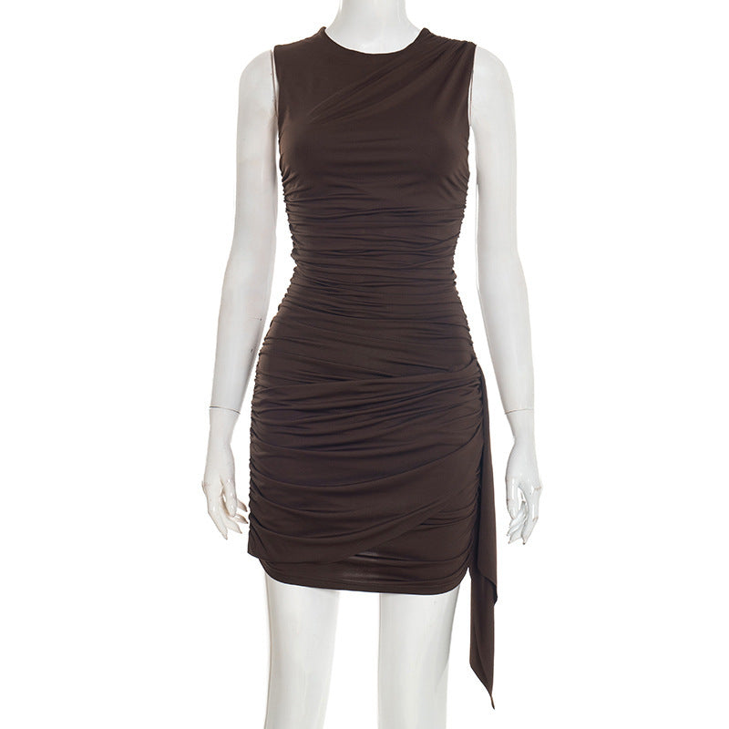 MB1455 Women's Sleeveless Ruched Bodycon Mini Dress