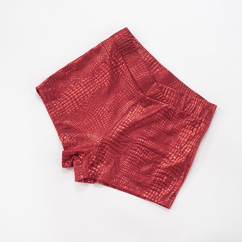 MB1093 Women's PU Low Waist Shorts