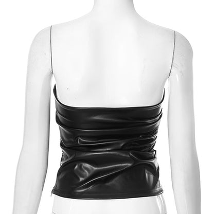 MB1005 Leather Strapless Tube Top for Women