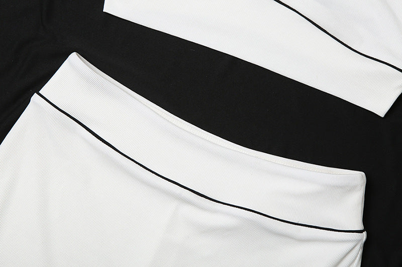 MB1115 Crop Top & Bodycon Mini Skirt Two Piece Set