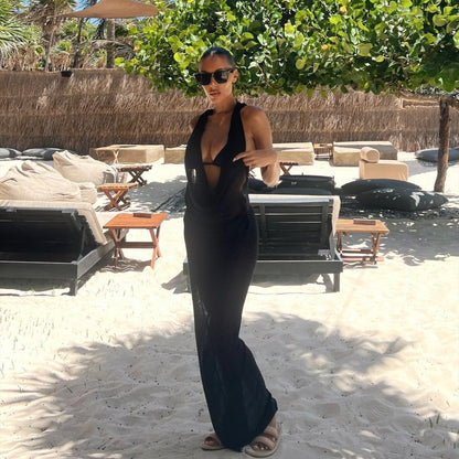 MB1303 Hood Backless Maxi Dress
