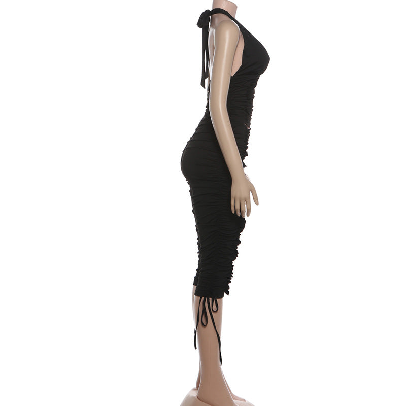 MB1821 Halter Ruched Crop Top & Capri Pants 2 Piece Set