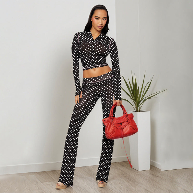MB1036 Polka Dot Hoodie & Bodycon Pants Lounge Set