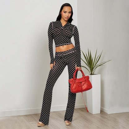 MB1036 Polka Dot Hoodie & Bodycon Pants Lounge Set