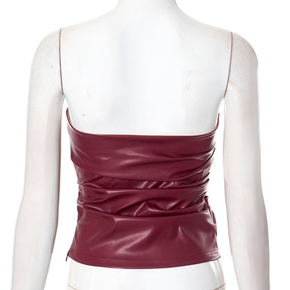 MB1005 Leather Strapless Tube Top for Women