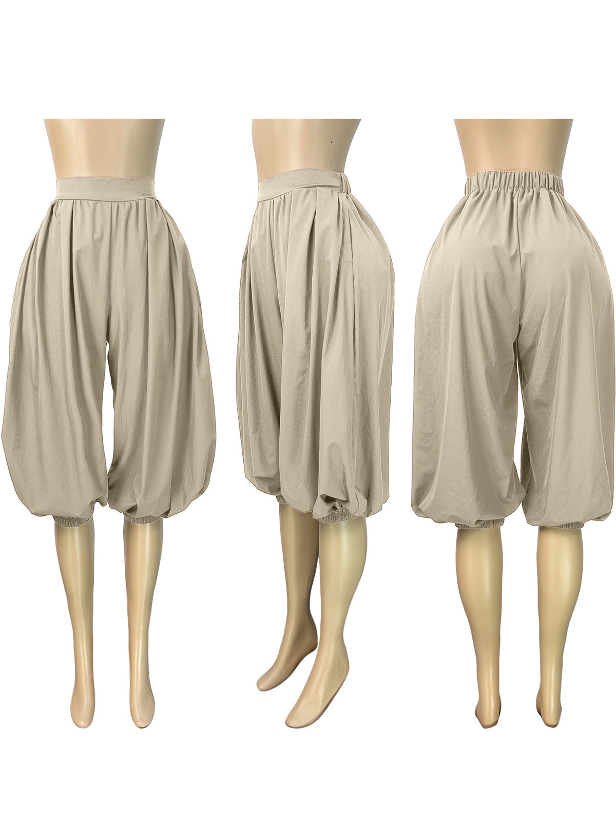 MB1737 High‑Waist Loose Lantern Harem Capri Cropped Pants