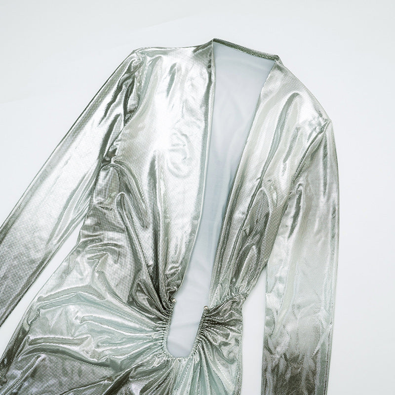 MB1045 Deep V Plunging Slit Maxi Dress