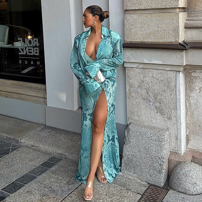 MB1412 High Slit Maxi Dress for Women