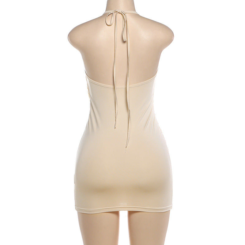 MB1822 Fringe Halter Mini Dress - Bodycon Party Dress for Women