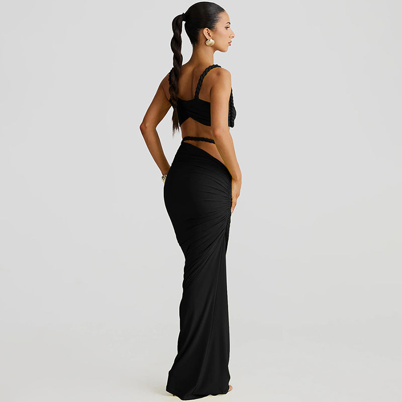 MB1309 Solid Color Long Skirt Set
