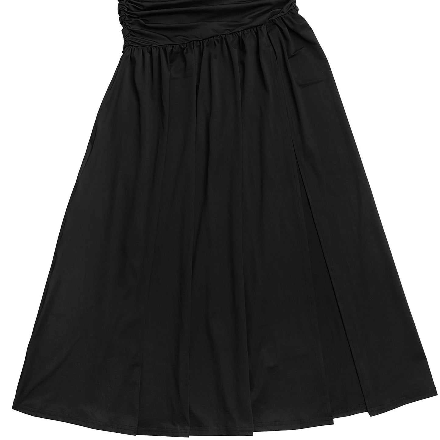 MB1614 Off-the-Shoulder Mesh Cutout Ruched Maxi Dress with Slit