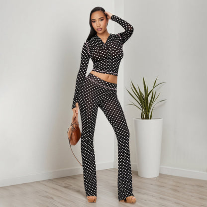 MB1036 Polka Dot Hoodie & Bodycon Pants Lounge Set