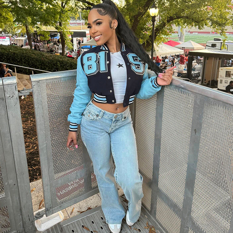 MB1123 Cropped Baseball Jacket